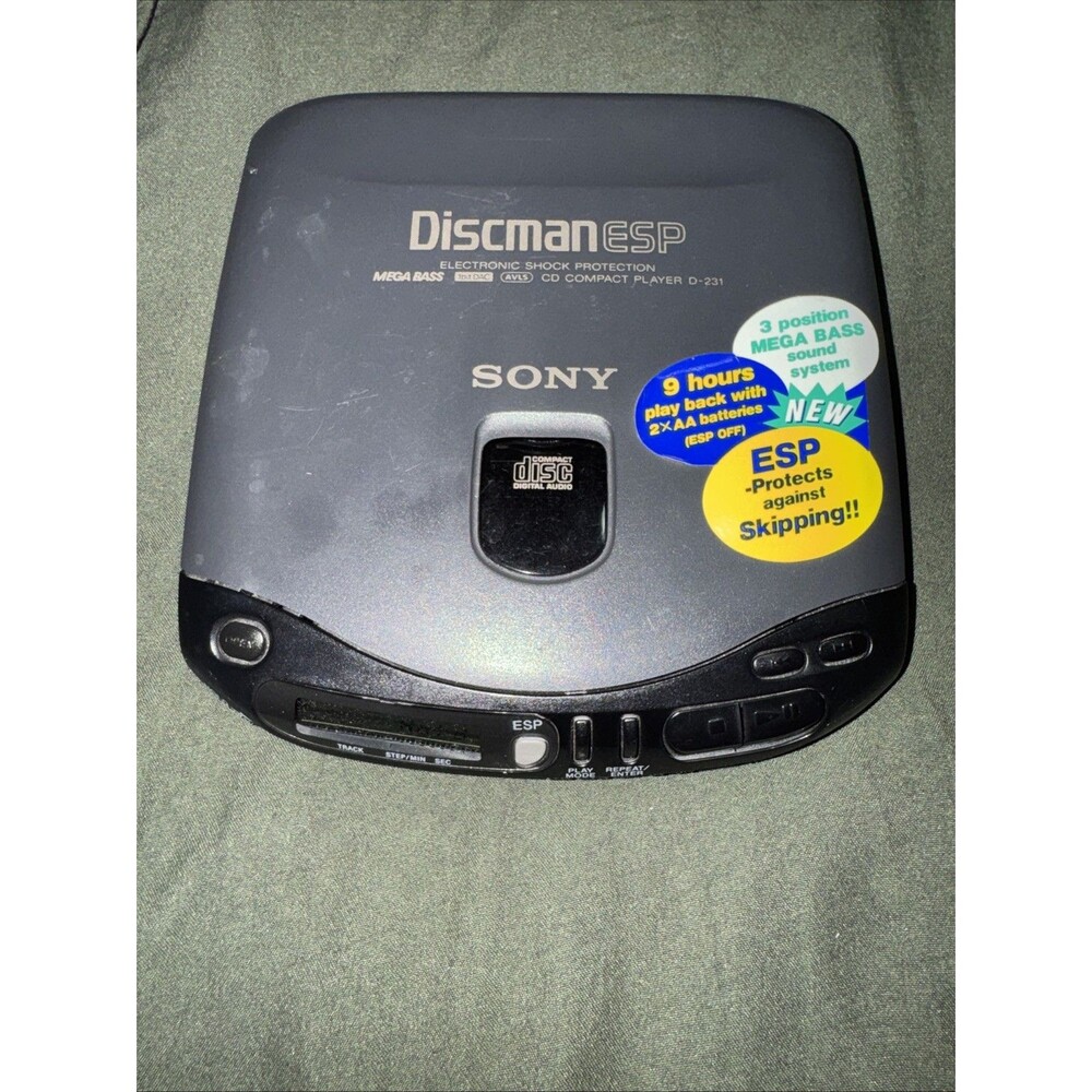 Sony Discman D-231 ESP Portable CD Player Mega Bass Tested Working